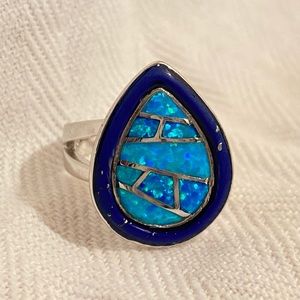 Sterling Silver Blue Opal Ring